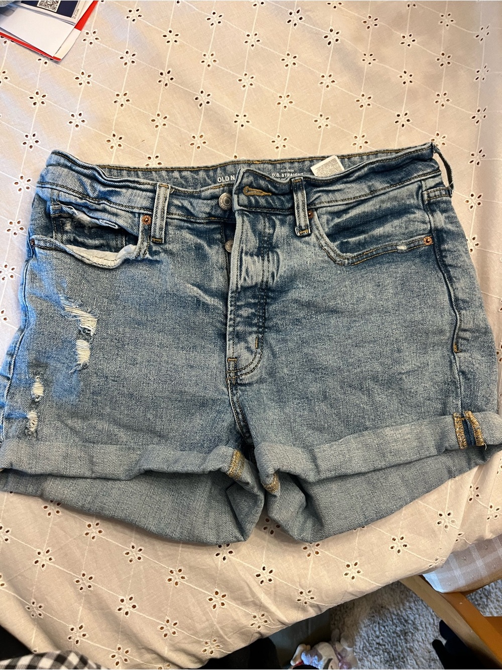 Old Navy Light Blue Distressed Cuffed Denim Shorts